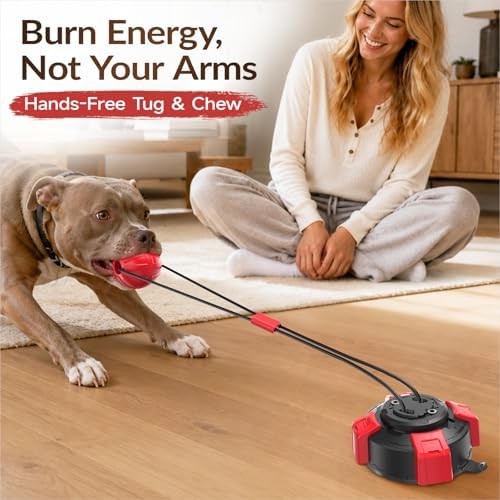Suction Cup Dog Tug Toy Interactive Puzzle Chew Ball, Tug of War Dog Toys for Small Medium Dogs Red & Black - Image 6