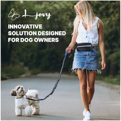 Hands Free Dog Leash with Waist Belt & Large Zipper Pouch, Waist Leash for Dog Walking, Running & Hiking, Reflective Stitching & Dual Padded Handles, Ideal for Medium to Large Dogs (Black Pink) - Image 5