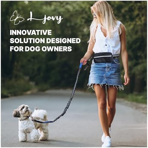 Hands Free Dog Leash with Waist Belt & Large Zipper Pouch, Waist Leash for Dog Walking, Running & Hiking, Reflective Stitching & Dual Padded Handles, Ideal for Medium to Large Dogs (Black Teal) - Image 5
