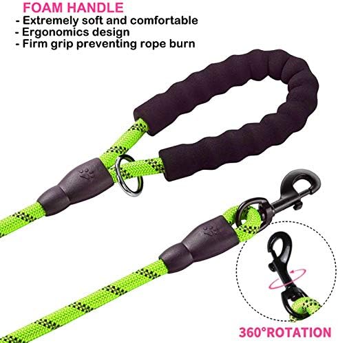 JSXD Heavy Duty Double Handle Dog Leash - 5 FT with Comfortable Padded and Reflective Rope for Small, Medium, Large Dogs (Rope-Green) - Image 4