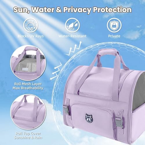 Lollimeow Expandable Cat Carrier Backpack for Large Cats - Airline Approved Pet Carrier Backpack for Small Dogs, Hiking & Travel, Waterproof with Breathable Mesh, 14lbs Capacity (Lavender, Standard) - Image 4