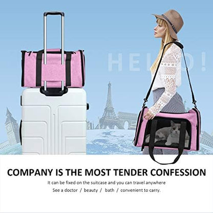 Henkelion Large Cat Carriers Dog Carrier Pet Carrier for Large Cats Dogs Puppies up to 25Lbs, Big Dog Carrier Soft Sided, Collapsible Travel Puppy Carrier - Large - Pink - Image 6