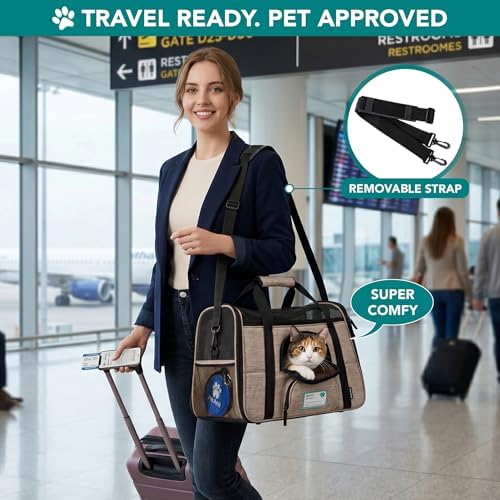 PetAmi Airline Approved Pet Carrier Cats & Small Dogs, Small Heather Taupe - Image 5