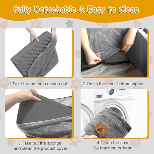 Dog Car Seat for Small/Medium Dogs, Memory Foam Dog Booster Seat, Travel Safety Per Car Seat with Washable Removable Cover, Storage Pockets for Dogs up to 35 lbs(Gray) - Image 7