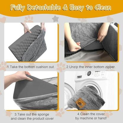 Dog Car Seat for Small/Medium Dogs, Memory Foam Dog Booster Seat, Travel Safety Per Car Seat with Washable Removable Cover, Storage Pockets for Dogs up to 35 lbs(Gray) - Image 7