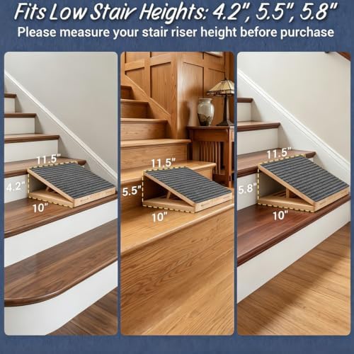 2 Pack Dog Ramp for Stairs - Adjustable Foldable Wooden Small Dog Ramp & Dachshund Ramp,Pet Ramp with Non-Slip Mat, Portable Pet Steps for Senior Pets & Puppies, 100lb Capacity - Image 3