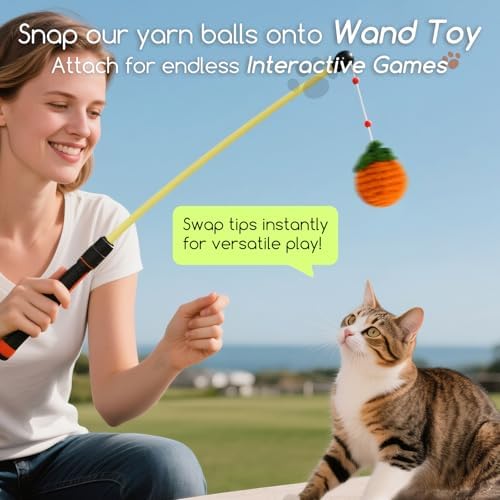 12 Pack Cat Toy Balls, Hand-Knitted Woolen Yarn Cat Balls Toy with Bell Inside, Interactive Kitty Toys for Indoor Kitten Teething, Chasing & Self Play(Fruit-Shaped) - Image 6