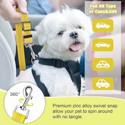 BWOGUE Dog Seat Belt for Car, Headrest Restraint Bungee Lead, Yellow - Image 5