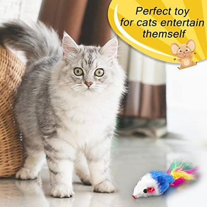 Syhood 120 Pcs Fur Mouse Cat Rattle Toys Bulk Small Catnip Interactive Play - Image 6