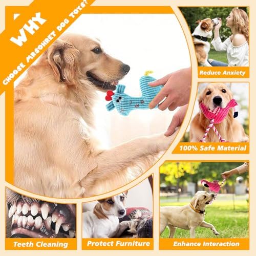 MRSOHRET 2 Pack Plush Dog Toys with Rope, Squeaky Dog Toys, Tug of War Dog Interactive Toy, Durable Dog Chew Toys for Large Dogs & Puppies - Image 4