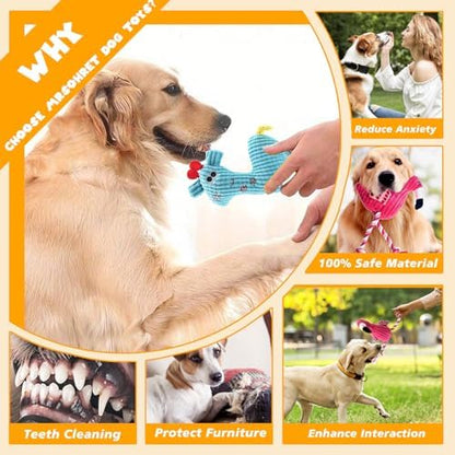 MRSOHRET 2 Pack Plush Dog Toys with Rope, Squeaky Dog Toys, Tug of War Dog Interactive Toy, Durable Dog Chew Toys for Large Dogs & Puppies - Image 4