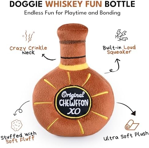 CHEWFFON Whiskey Dog Toy, Squeaky & Crinkle Interactive Puppy Toy - Image 2
