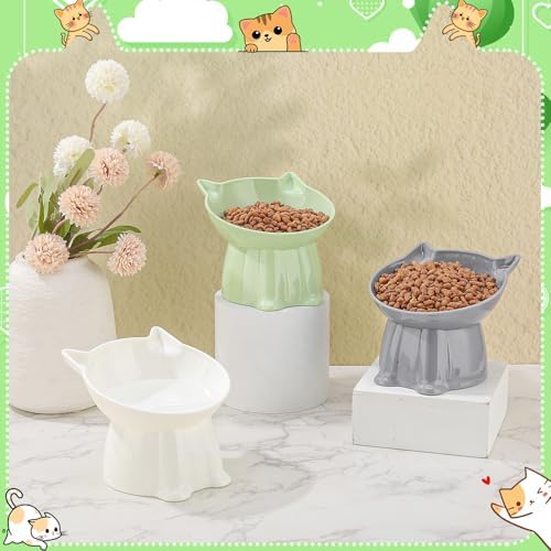 3 Pcs Elevated Cat Bowls 15°Raised Cat Food Bowl with Silicone Mat 3 Colors - Image 7