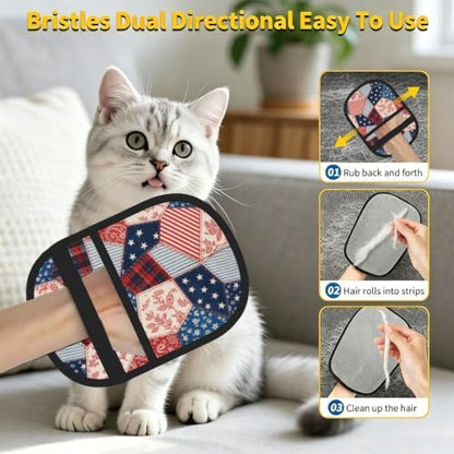 Patriotic Patchwork Pet Hair Removal Glove Brush Hair Remover for Carpet - Image 6