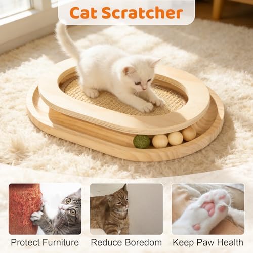 Cat Scratcher, Sisal Scratch Pad with Interactive Ball Track - Image 6
