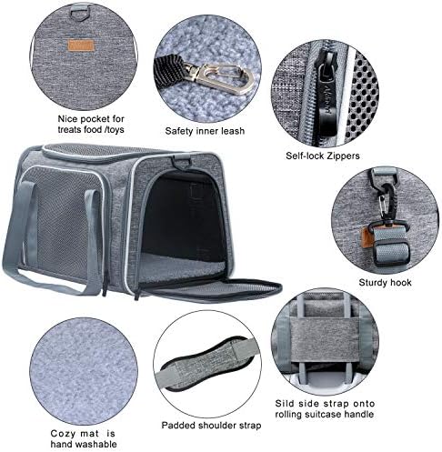 Cat Carrier - Portable Foldable Dog Pet Carrier, Soft-Sided Pet Bag up to 15 Lbs, Airline Approved Travel Puppy Carrier - Image 4
