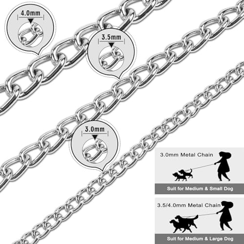 Metal Double Dog Leash Chew Proof Chain Leash 2 Way No Tangle Coupler Anti Chew Dog Leash Extension Splitter Lead for 2 Small Dogs Walking (40cm) - Image 4