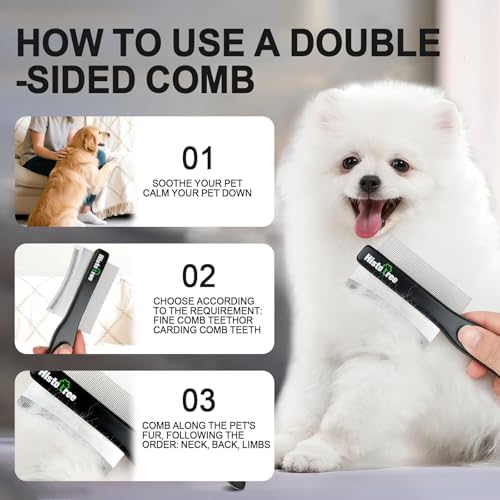 2-in-1 Dog Dematting&Deshedding Comb with Wooden Handle - Image 5