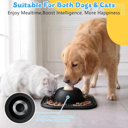 Slow Feeder Dog Bowls & Lick Mat for Liquid and Thick Treat, Anti-Slip Dog Lick Bowl with Interactive Rolling Ball, 5/6 Cup Pup Licking Toy for Large Medium Small Dogs and Cats-Large Black - Image 4