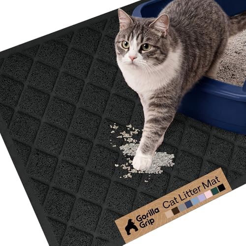 GORILLA GRIP Cat Litter Box Mat, Coiled Mesh Trapping Mats, 24x17 Black by Unknown