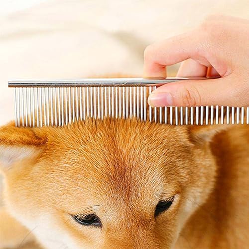 4 PCS Stainless-Steel Comb Dog Combs for Knots, Mats & Loose Hair Removal - Effective Dematting Tool, Comfortable, Lightweight, Portable & Safe for Dogs, Cats & Pets - Image 4