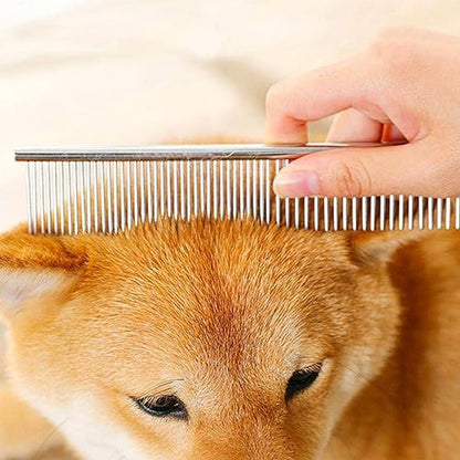 4 PCS Stainless-Steel Comb Dog Combs for Knots, Mats & Loose Hair Removal - Effective Dematting Tool, Comfortable, Lightweight, Portable & Safe for Dogs, Cats & Pets - Image 4