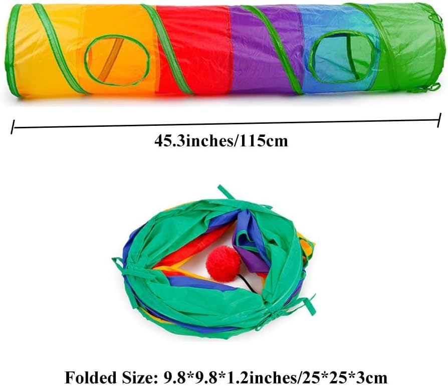 Cat Tunnel Toy with Hanging Ball, Cat Tunnel，Cat Tunnels for Indoor Cats - Image 2