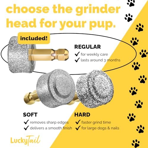 LUCKY TAIL - Dog Nail Grinder - Regular - Replacement Head - for Small, Medium & Large Dogs - Premium Quality - Diamond Tip Drill Bit - Professional Dog Nail Trimmers - Grooming Tool kit - 1 Pack - Image 2