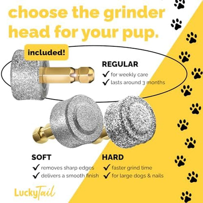 LUCKY TAIL - Dog Nail Grinder - Regular - Replacement Head - for Small, Medium & Large Dogs - Premium Quality - Diamond Tip Drill Bit - Professional Dog Nail Trimmers - Grooming Tool kit - 1 Pack - Image 2