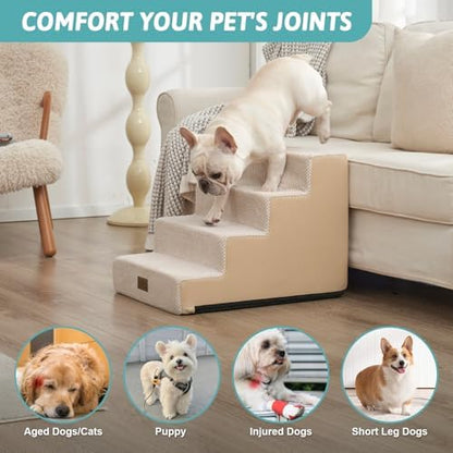 COZY KISS Dog Stairs for Small Dogs, 4 Step Pet Stairs for Beds & Couches - Image 2