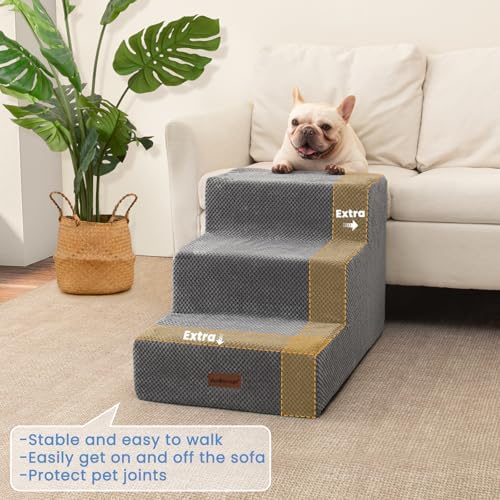 Aodisman Dog Stairs for Small Dogs,Wider 3-Step Pet Steps for Couch & Bed - Image 2