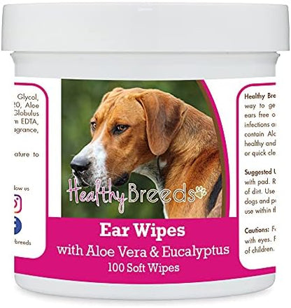 Healthy Breeds English Foxhound Ear Cleaning Wipes with Aloe & Eucalyptus for Dogs 100 Count by HealthyBreeds