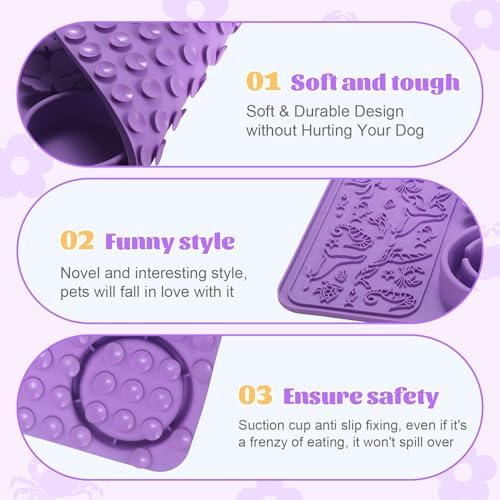 Silicone Lick Mat for Dogs & Cats – Slow Feeder Dog Bowl, Non-Slip Licking Mat for Large & Small Breeds, Puzzle Feeder & Snuffle Mat for Fast Eaters, Interactive Pet Food Mat with Measuring Spoon - Image 5