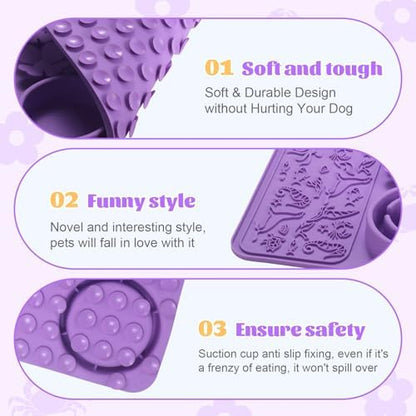 Silicone Lick Mat for Dogs & Cats – Slow Feeder Dog Bowl, Non-Slip Licking Mat for Large & Small Breeds, Puzzle Feeder & Snuffle Mat for Fast Eaters, Interactive Pet Food Mat with Measuring Spoon - Image 5