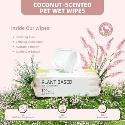 IMMHABI 400 Count Hypoallergenic Dog Wipes, Coconut Plant-Based Pet Wipes - Image 5