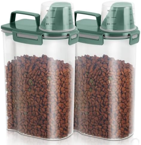 2 Pack 3 Lbs Pet Dog Cat Food Storage Containers for Travel - Pine Green by TBMAXS