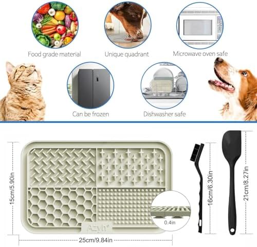 Azyh Licking Mat for Dogs & Cats 2 Pack, Slow Feeder Lick Pat for Large Dogs and Puppies, Anxiety Relief Dog Toys Feeding Mat for Butter Yogurt Peanut, Pets Bathing Grooming Training Mat (9.9'' × 6'') - Image 3