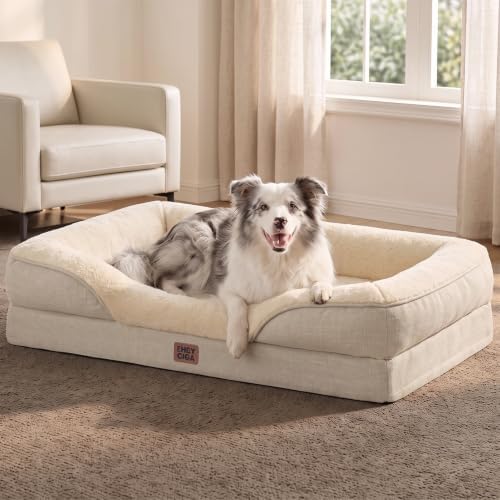 EHEYCIGA Orthopedic XL Dog Bed for Large Dog, Memory Foam Dog Couch, Beige by EHEYCIGA