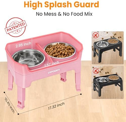 URPOWER Elevated Dog Bowls, 3-in-1 Double Deck Raised Dog Bowl Stand - Image 2
