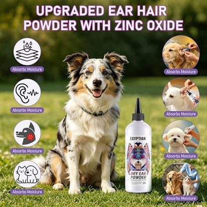 Dog Ear Hair Removal Tool Kit - Ear Powder, Safety Round Tip Scissors & Hemostat, Helps Reduce Wax & Odor, Grooming Kit for Schnauzers, Poodles & Breeds with Ear Hair, Calms Itchy Ears - Image 2