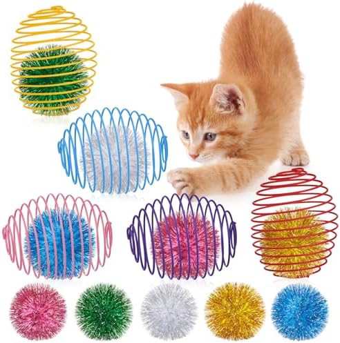 Jecery 5 Pcs Cat Toys Spring,Glitter Balls,Multicolor by Jecery