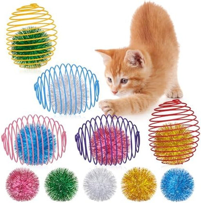 Jecery 5 Pcs Cat Toys Spring,Glitter Balls,Multicolor by Jecery
