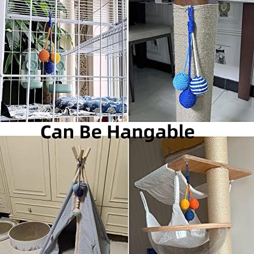 Cat Toy Sisal Ball Hanging Cat Toy Handmade Cat Rope Ball Chew Eco-Friendly Toy Pets Interactive Toy Cat Toys for Indoor Cats (Bule, 1pcs) - Image 5