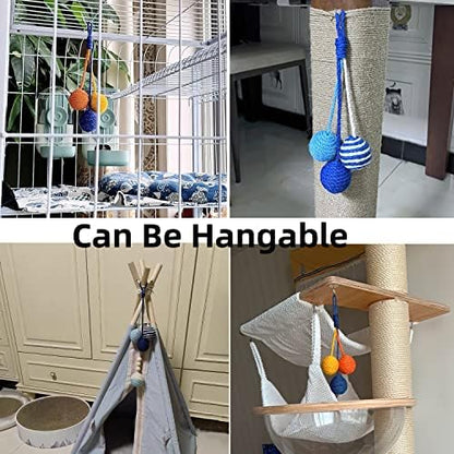 Cat Toy Sisal Ball Hanging Cat Toy Handmade Cat Rope Ball Chew Eco-Friendly Toy Pets Interactive Toy Cat Toys for Indoor Cats (Bule, 1pcs) - Image 5