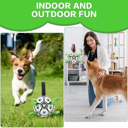 Dog Soccer Ball with Straps, 7.25 Inch Herding Dog Ball Toys Dog Birthday Toy - Image 3