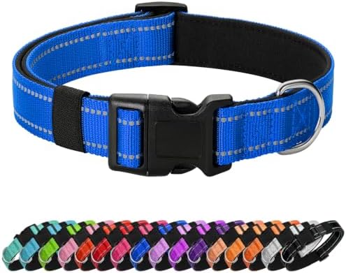 Reflective Dog Collar, Adjustable Nylon for Large Dogs,Blue by Penseepet