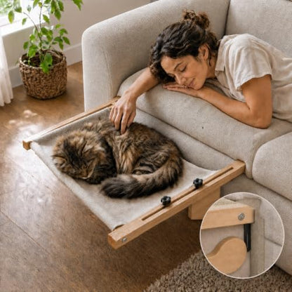 Extra Wide Cat Window Perch, 3-in-1 & Cordless with Solid Wood Frame - Image 4