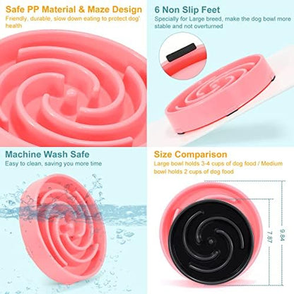 Slow Feeder Maze Puzzle Bowl - Large Dog Non Slip Interactive Food Dishes - Bloat Stop, Choking Prevention - Pink - Image 5
