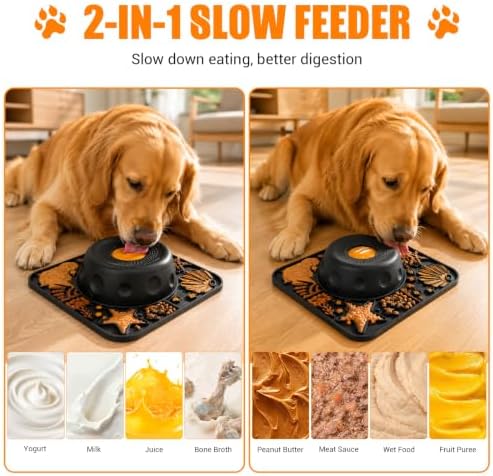 Large Dog Lick Bowl with Rolling Ball, 500ML Slow Feeder Bowl with Lick Mat - Image 4