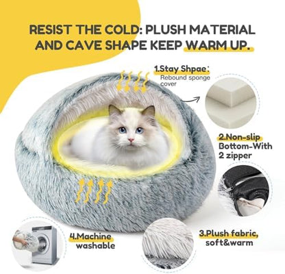 CATISM Cat Bed, Plush Hooded Cat Beds for Indoor Cats - Image 5